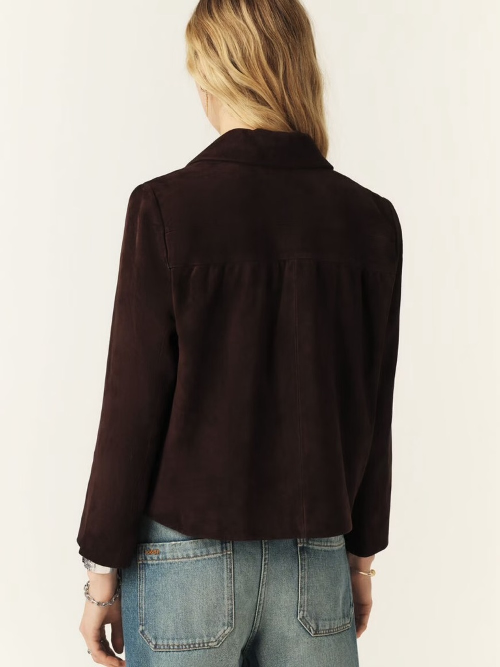 Ba&sh Milas Suede Button-Front Jacket in Chocolate - Picture 2 of 4